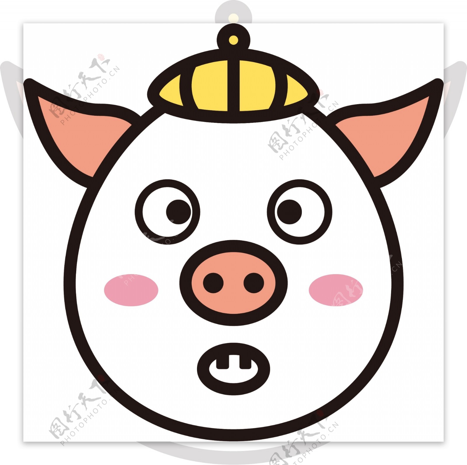 猪惊讶表情包卡通可爱生肖猪可商用元素