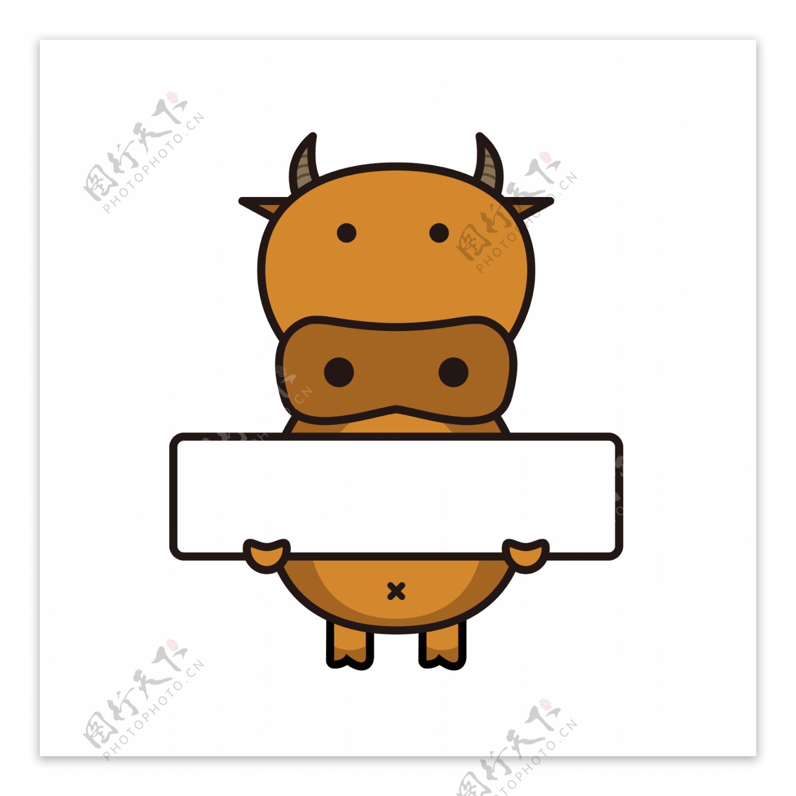 牛举牌边框卡通动物边框可商用元素