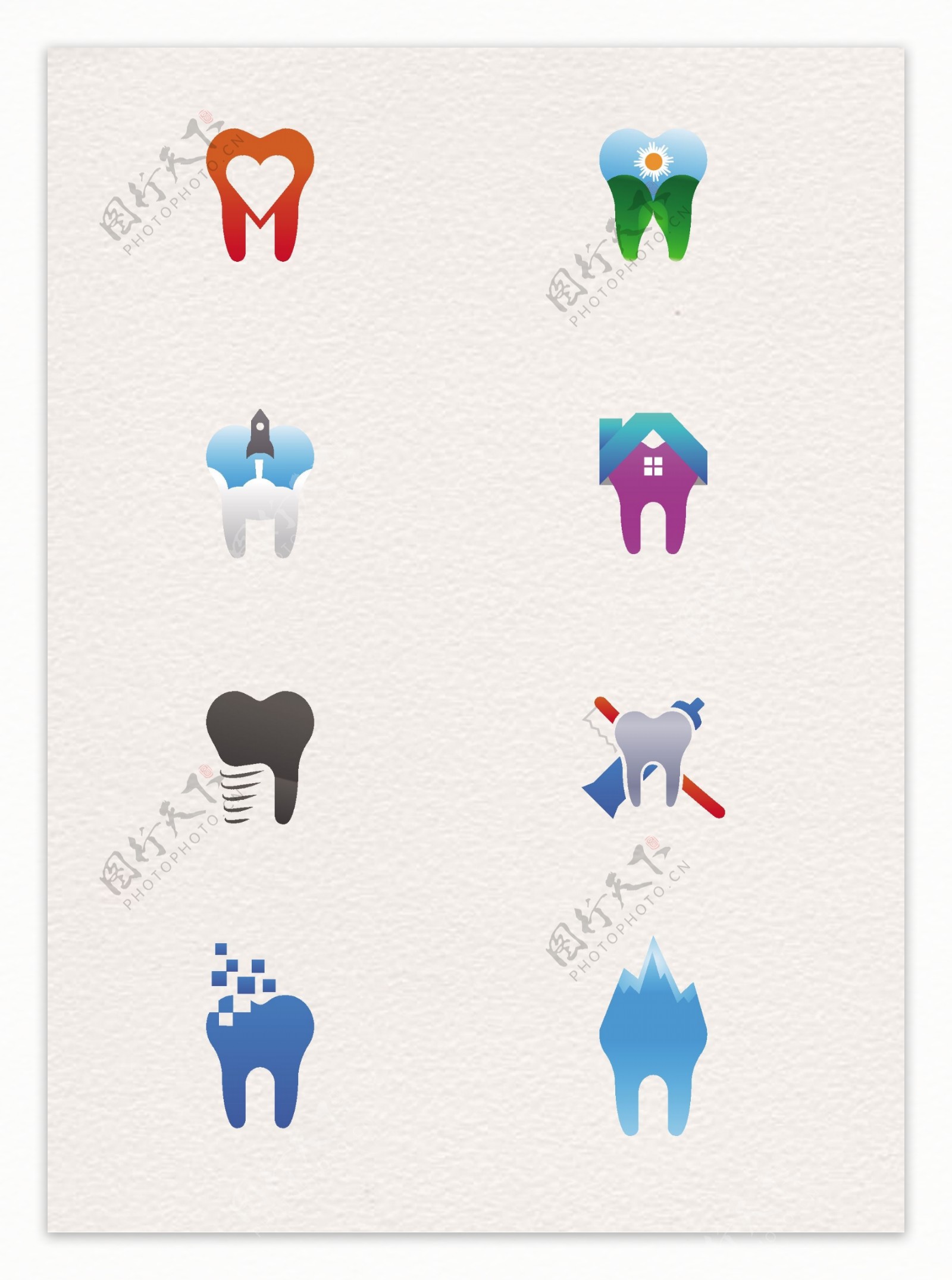 卡通牙齿牙科口腔医疗健康图标设计
