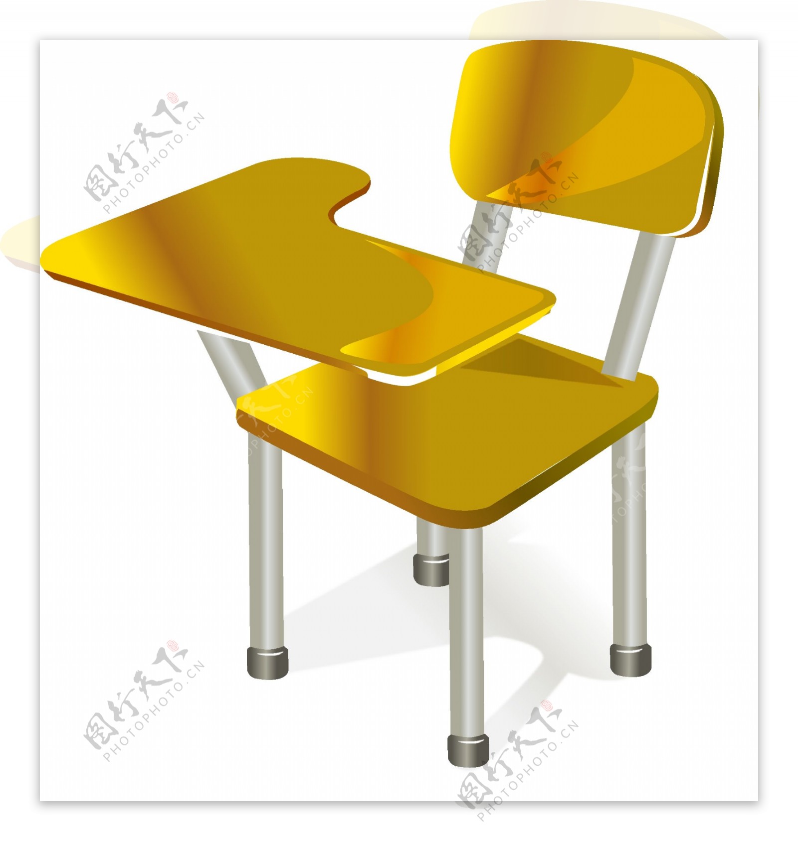 矢量黄色桌椅元素