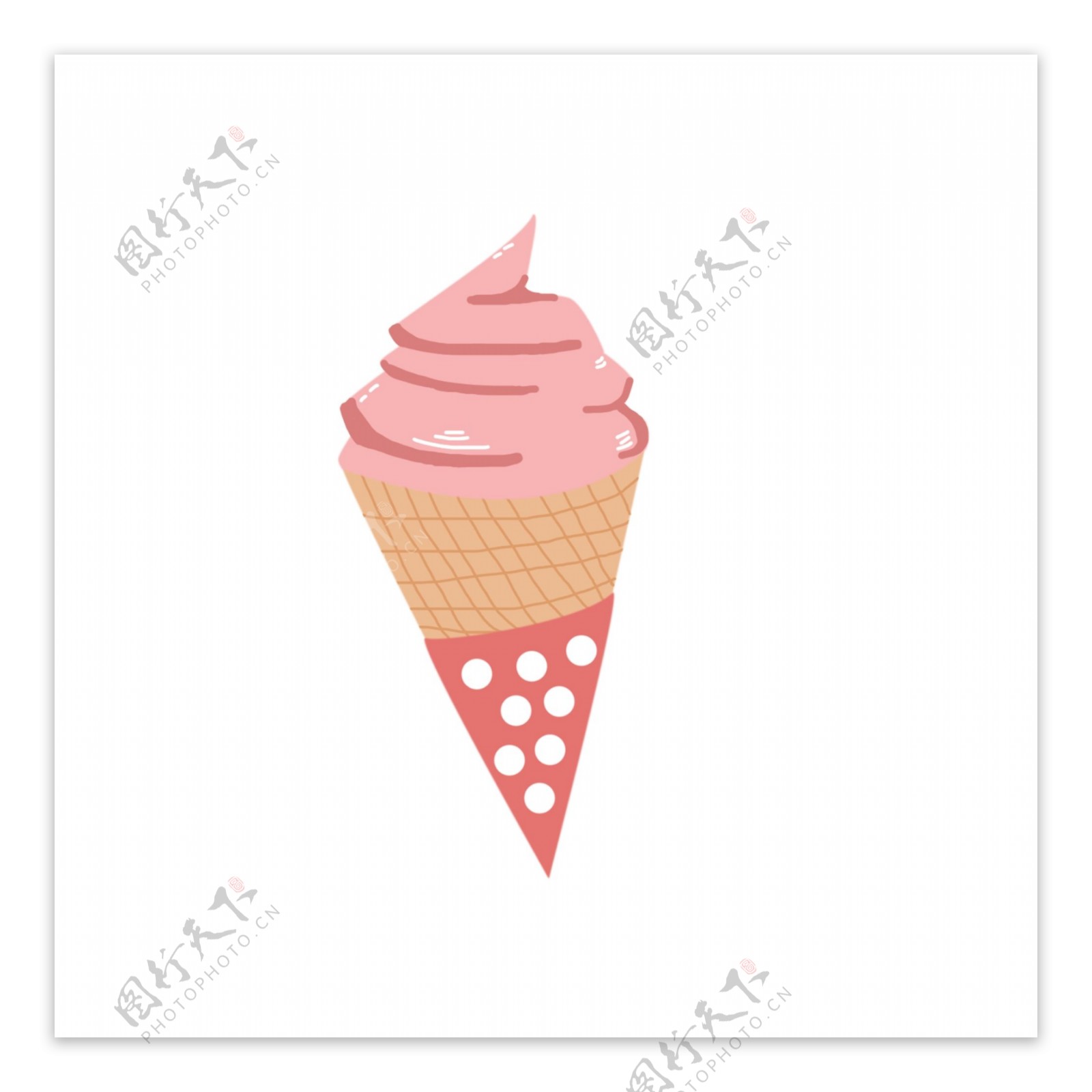 手绘卡通粉色冰淇淋食物设计元素