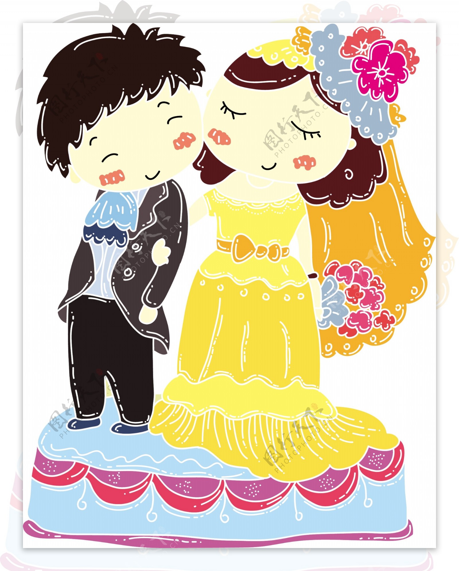 卡通手绘蛋糕婚礼原创可商用元素