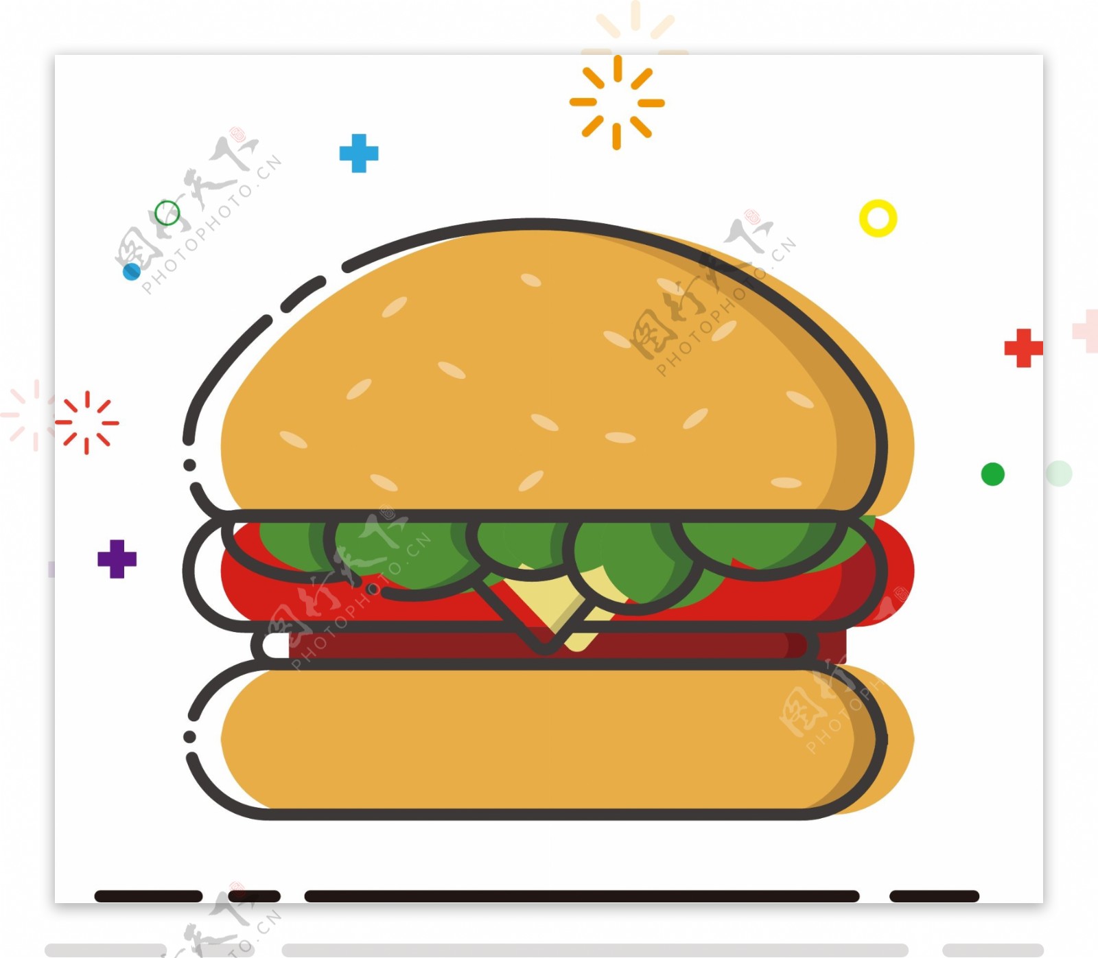 汉堡mbe卡通可爱矢量食物元素