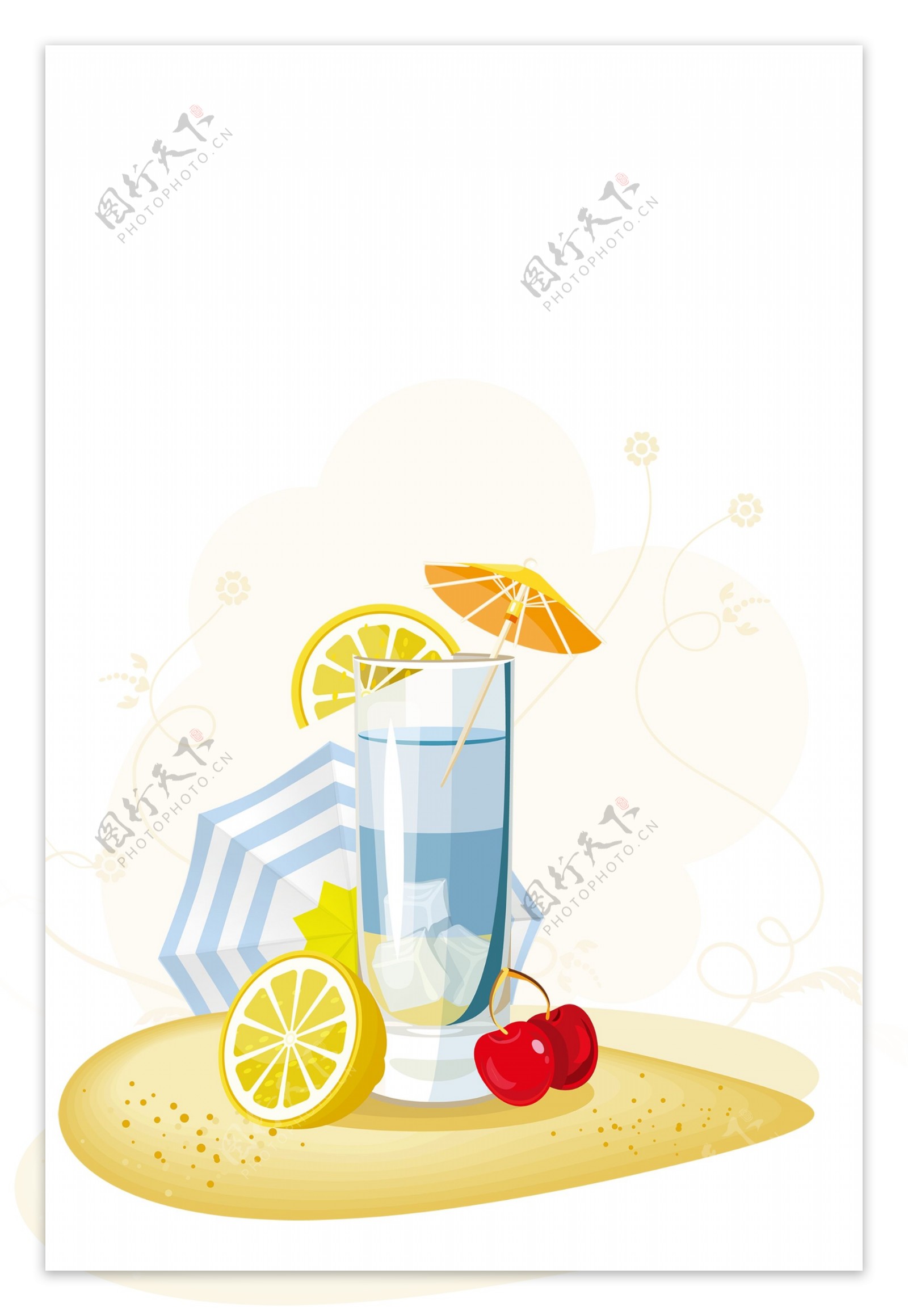 夏季水果饮料苏打水元素