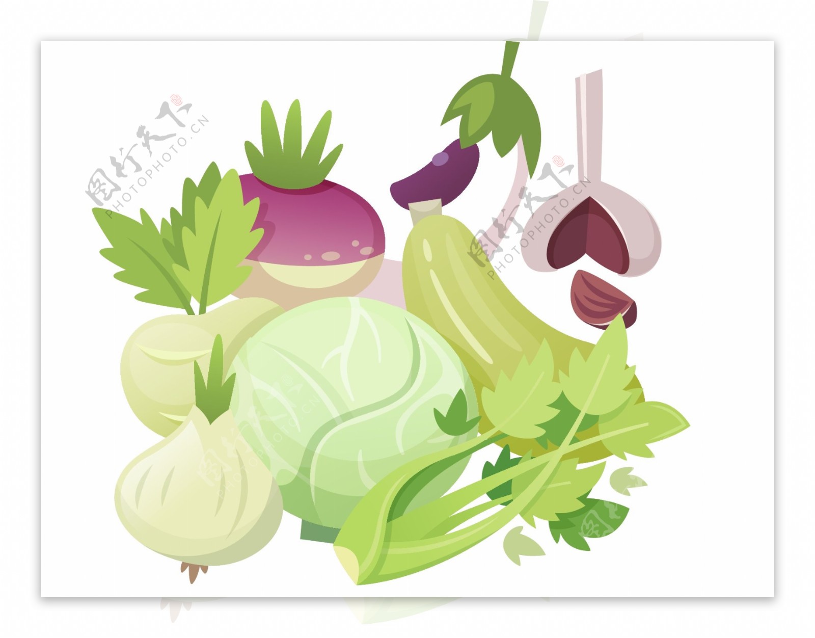 卡通蔬菜绿叶元素