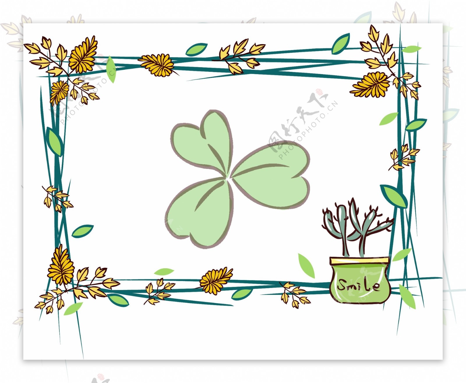 边框纹理手绘植物花草边框