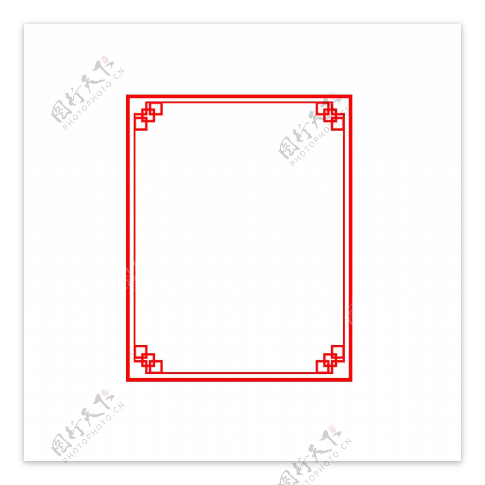 红色中国风原创形状边框免扣元素