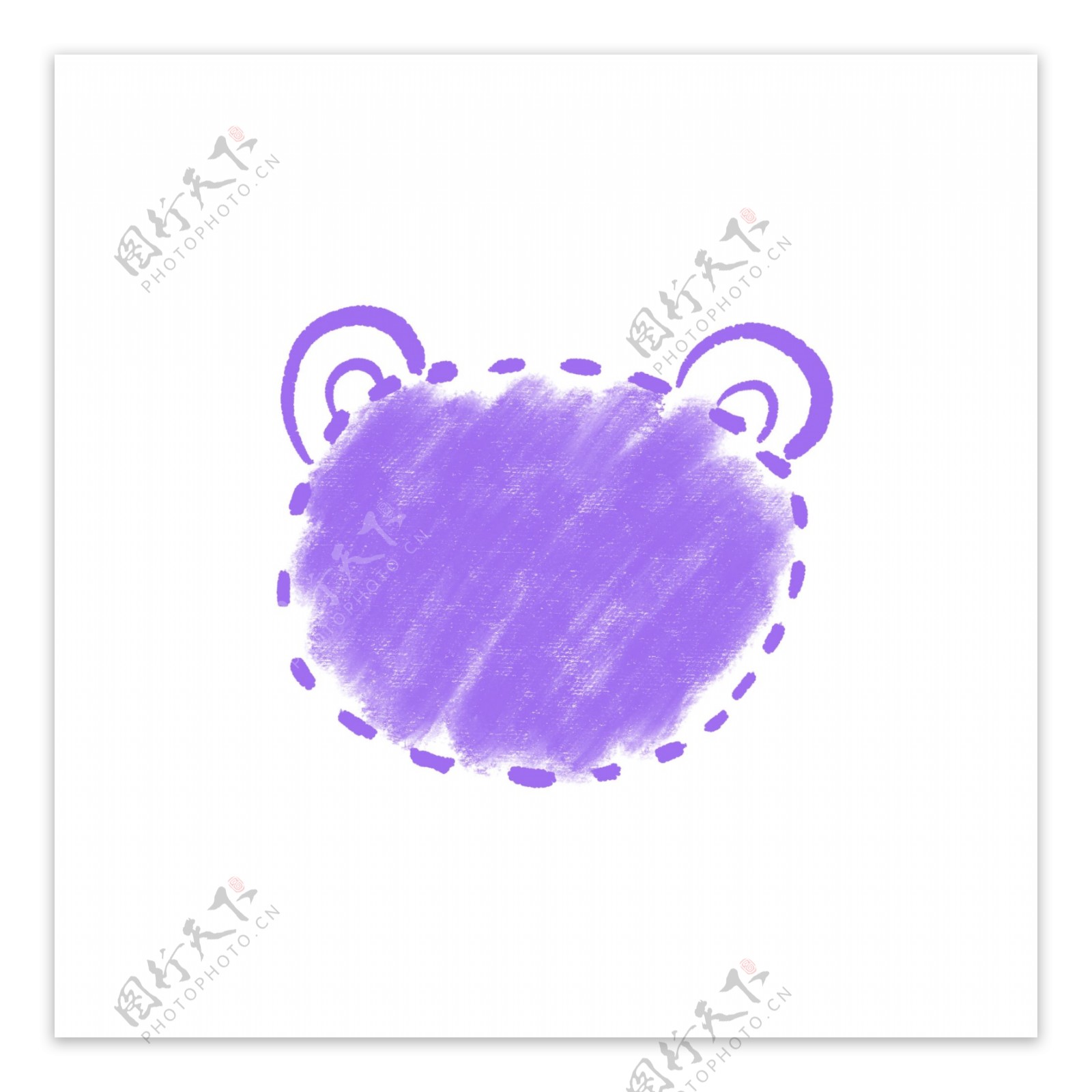 小动物紫色涂鸦边框素材元素