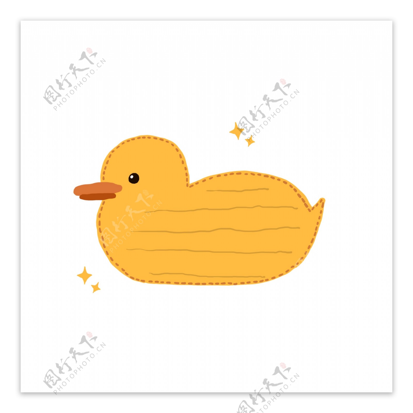 手绘动物小黄鸭便利贴对话框设计元素