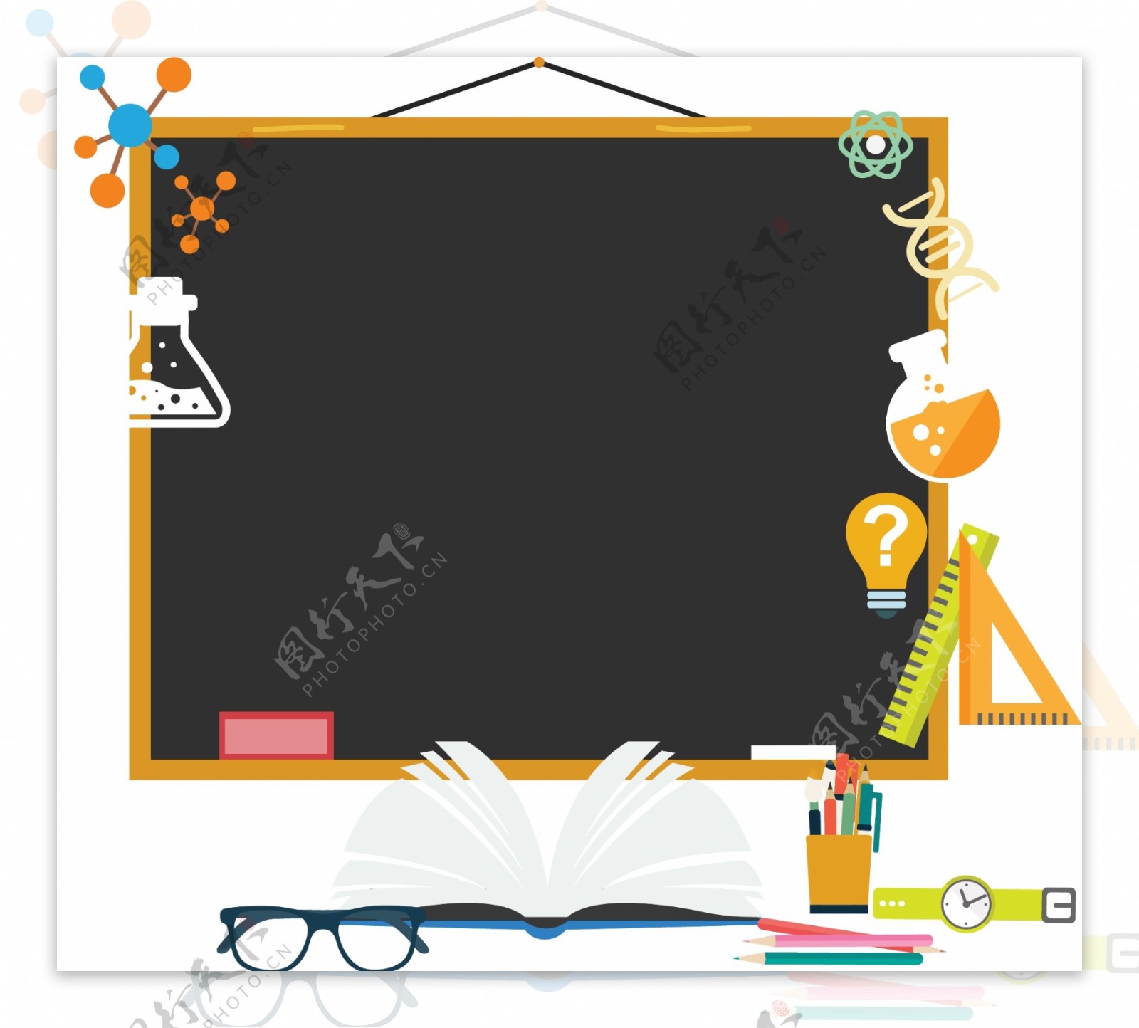 创意简约课堂与黑板矢量图