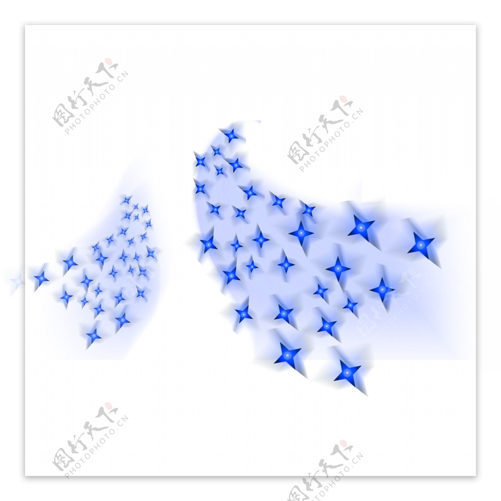 光效梦幻蓝色星光四角星装饰效果元素