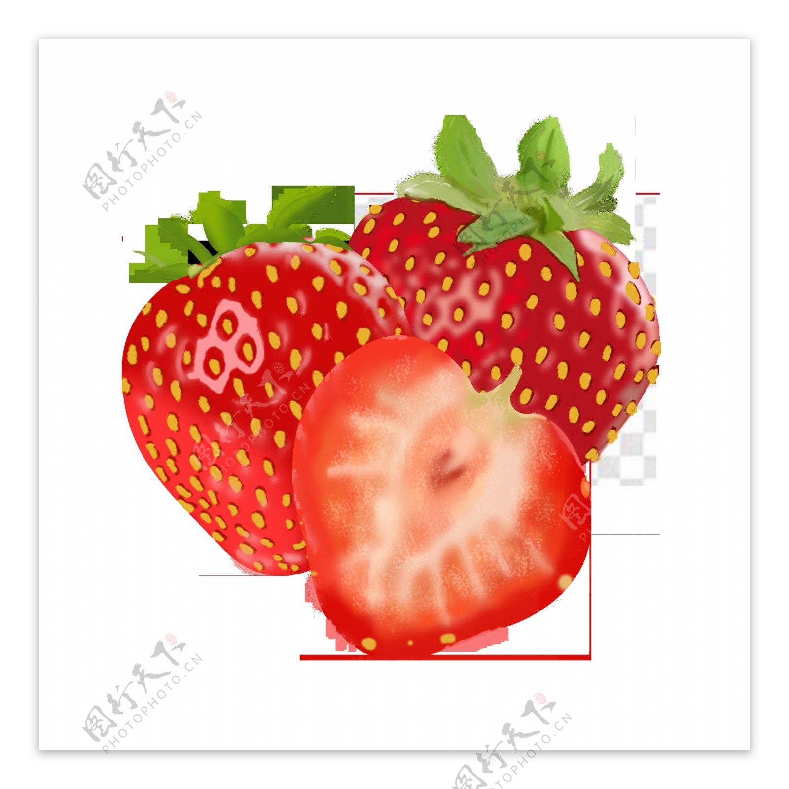 手绘草莓水果可商用元素