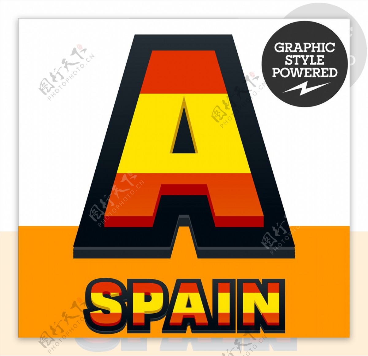 西班牙国旗字母EPS分层