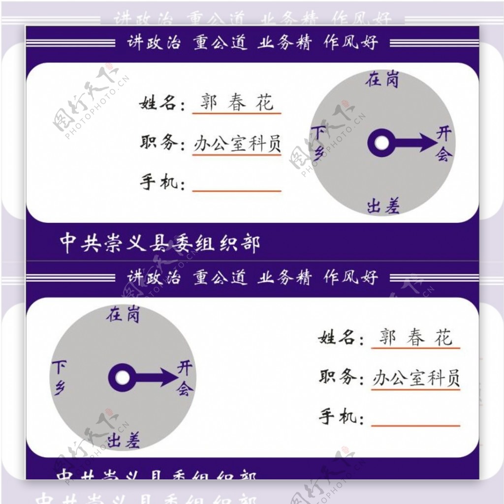 组织部岗位指示牌