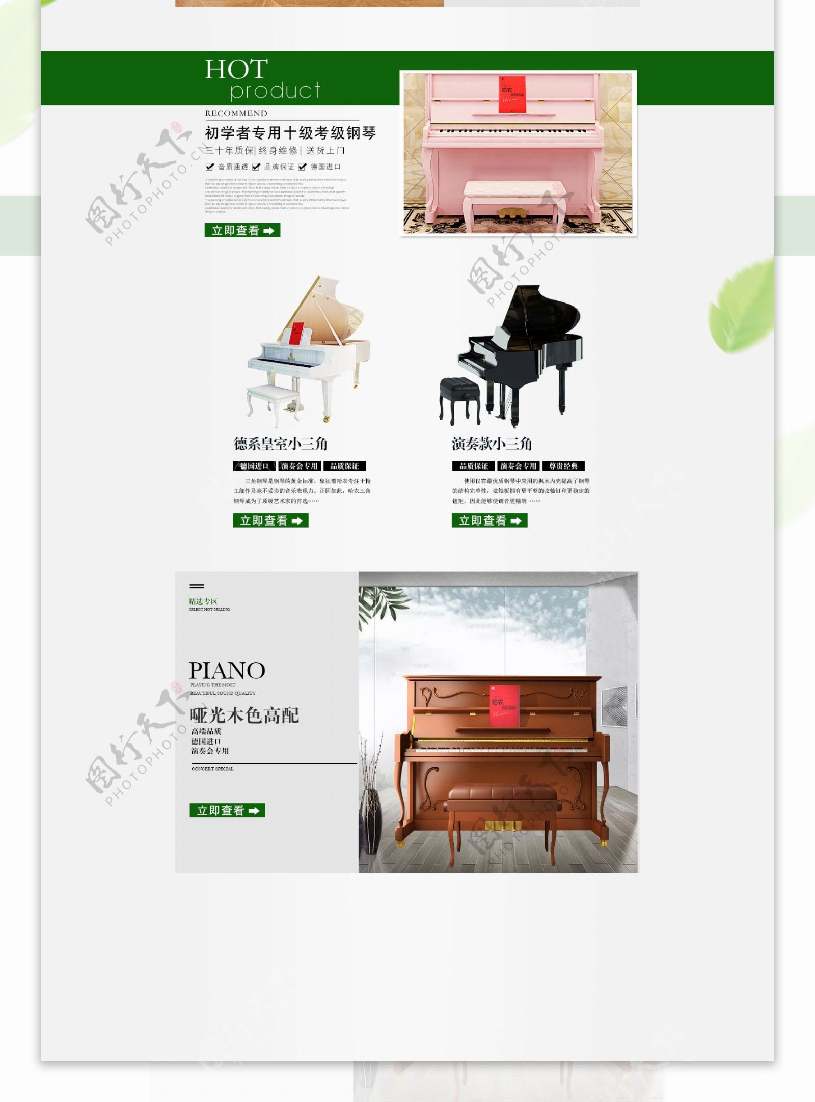 天猫淘宝欧式高端企业简约时尚钢琴主页