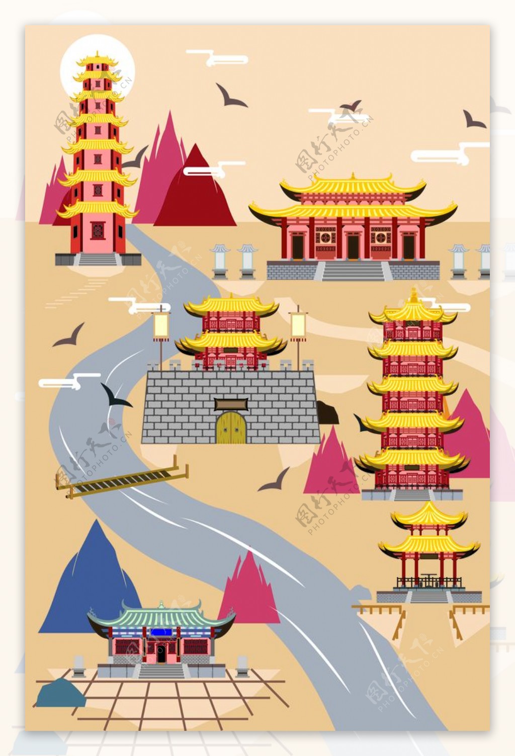 中国古代建筑矢量图