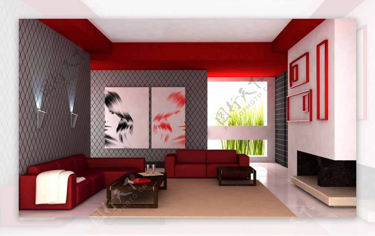 红色简约家居装饰优秀装修效果图