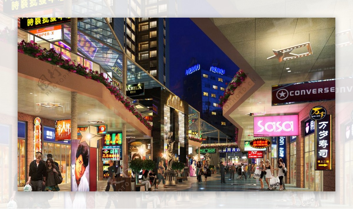 惠州汇港城商业步行街设计效果图