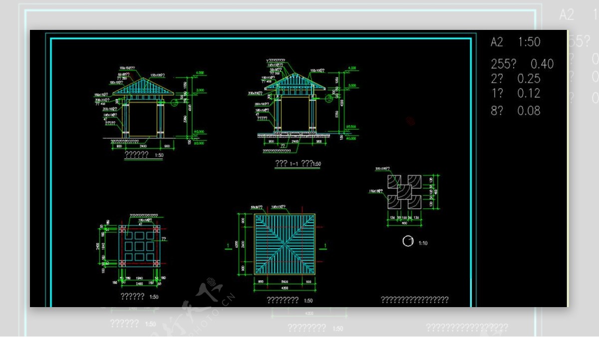 亭子廊子建筑结构详图CAD