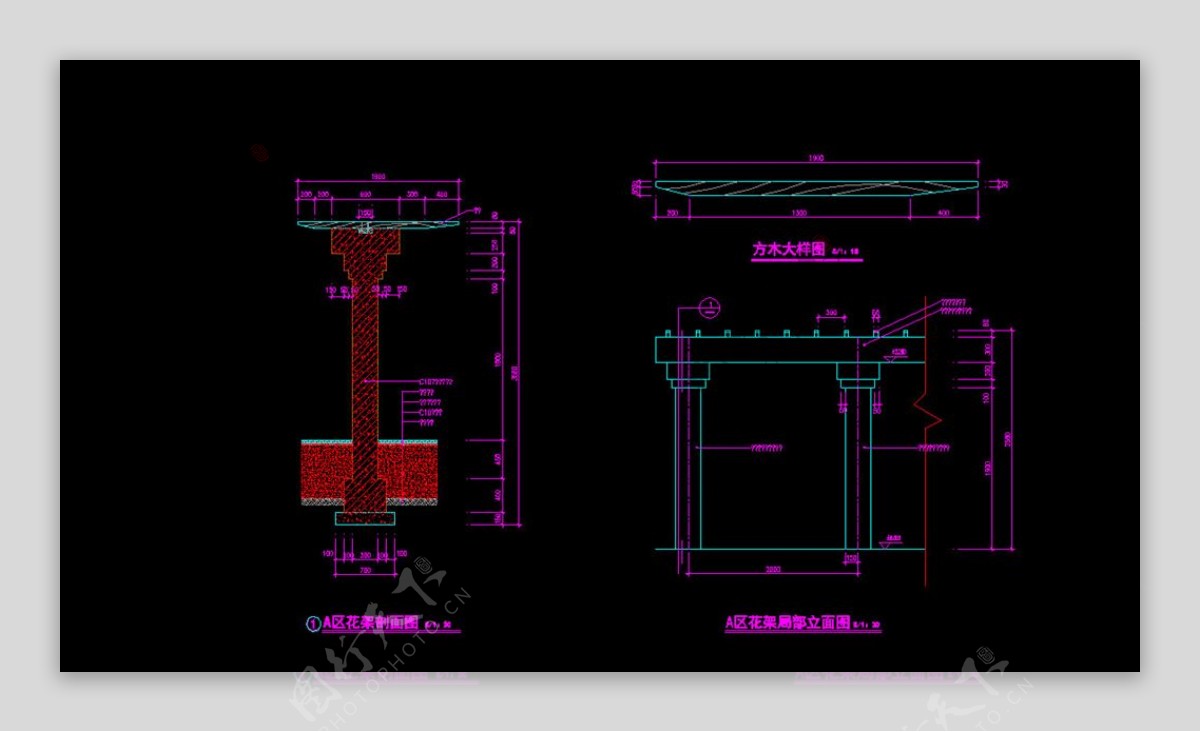 亭子廊子建筑结构详图CAD