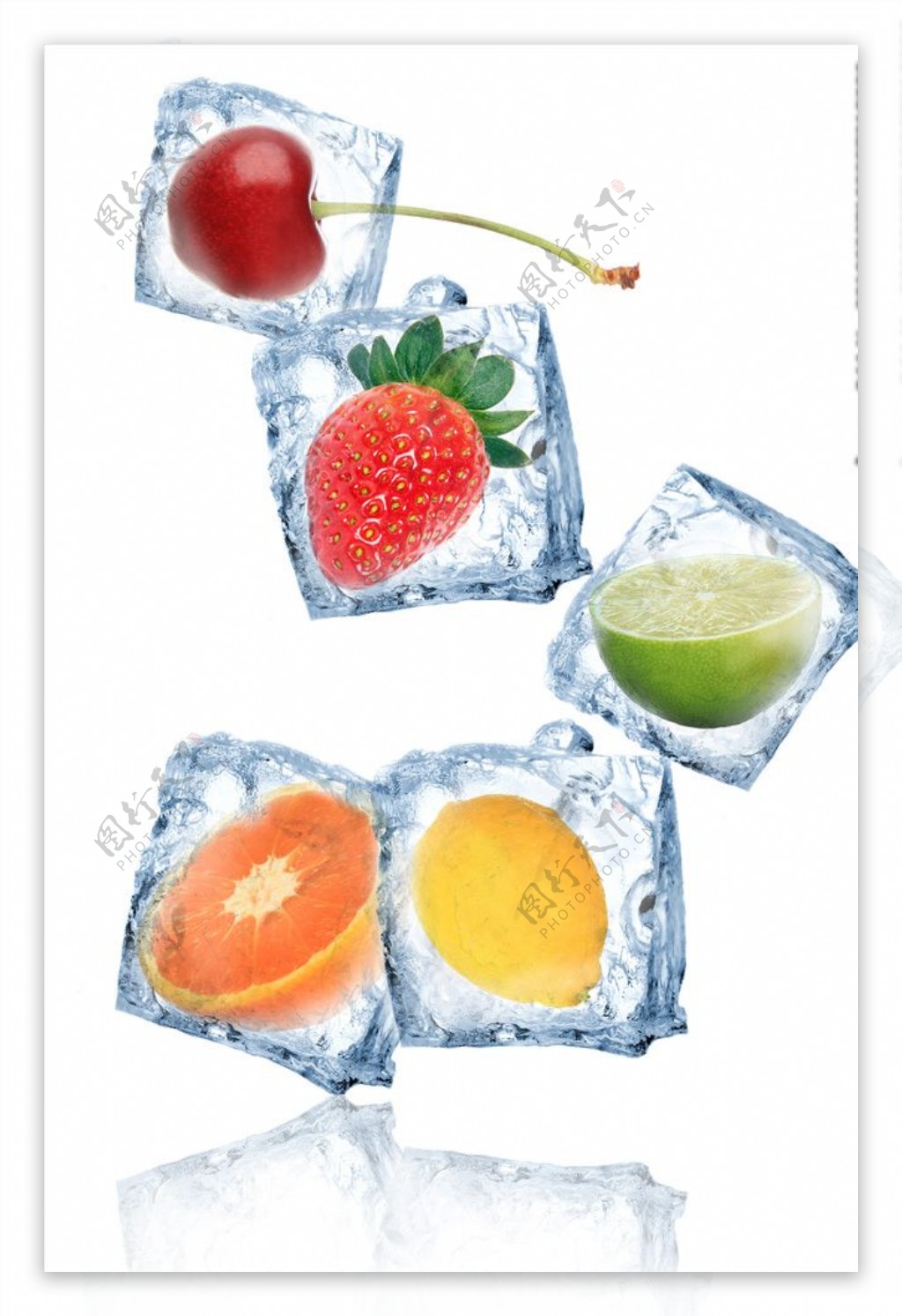 创意冰块里的水果