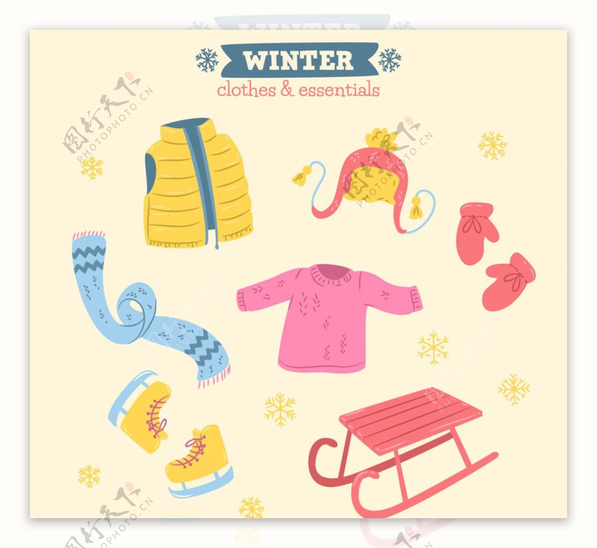 彩绘冬季服装和配饰