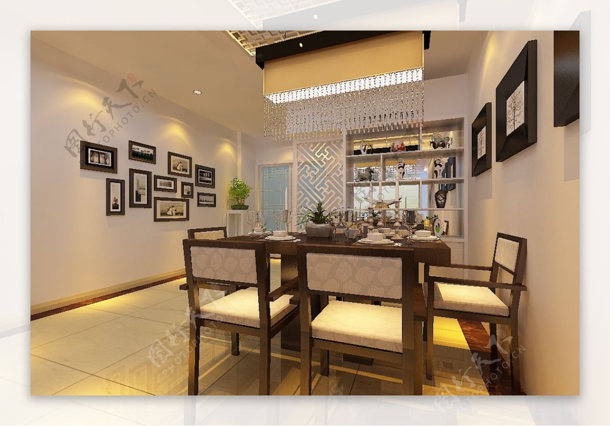 现代风格客餐厅空间效果图模型