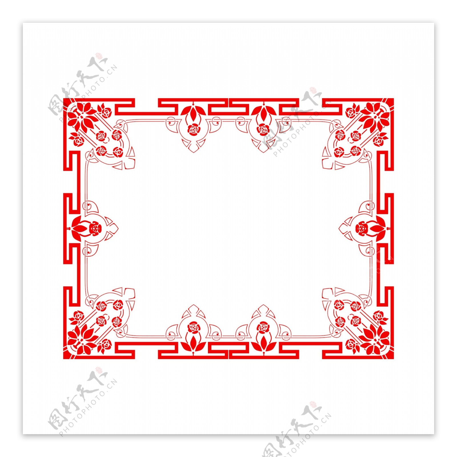 中国风边框红色长方形纹理边框素材
