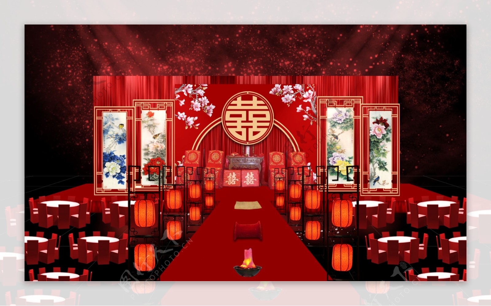 大红色新中式婚礼