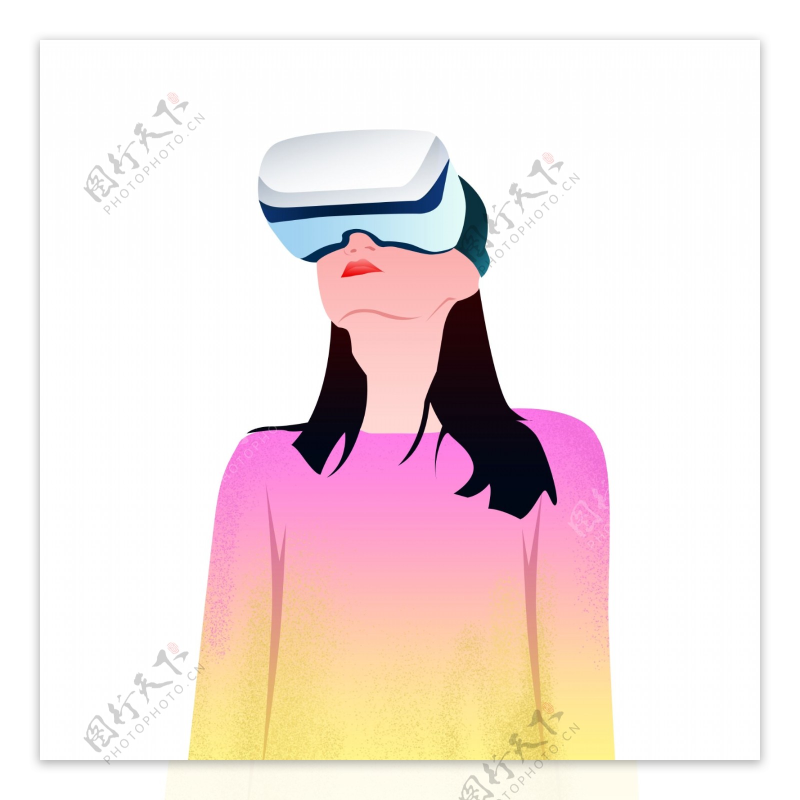 带着VR眼镜体验虚拟世界的女性