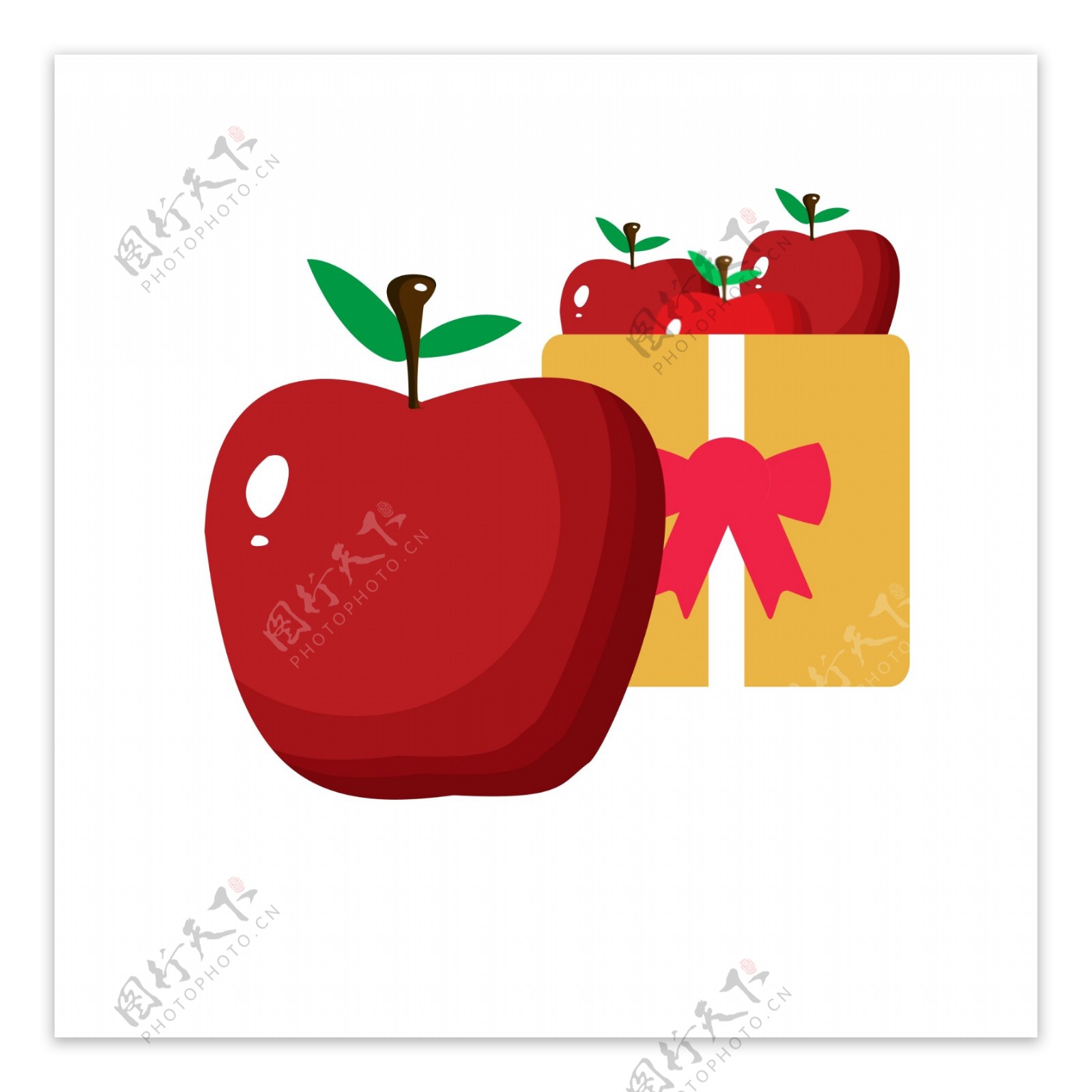 圣诞节平安夜礼物红苹果设计元素