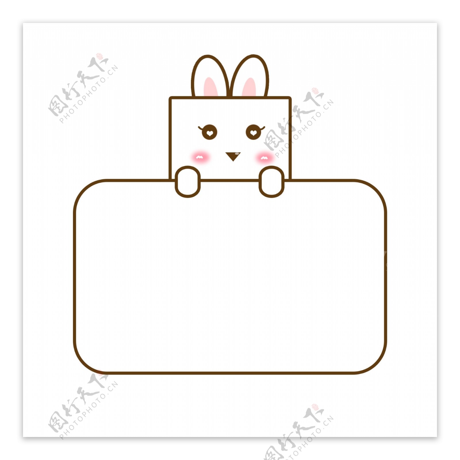 卡通可爱动物小白兔方块兔子矩形边框元素