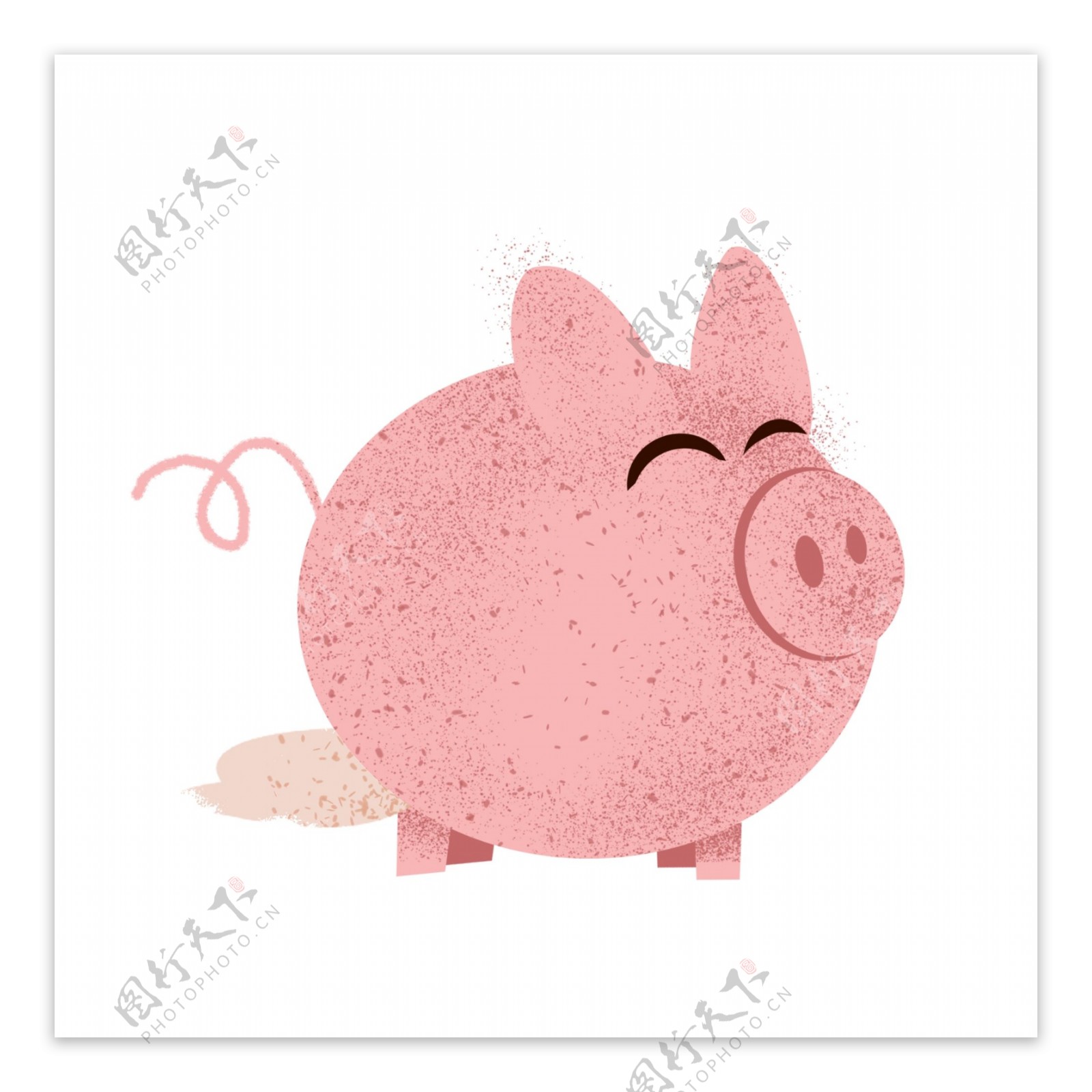 手绘可爱粉色猪猪储钱罐原创元素