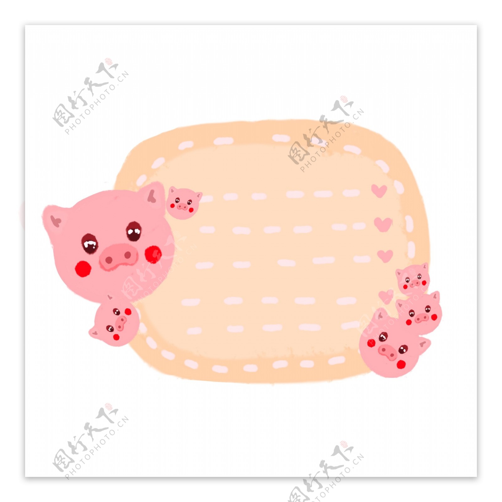 手绘卡通边框小猪边框名字贴动物Q版可爱