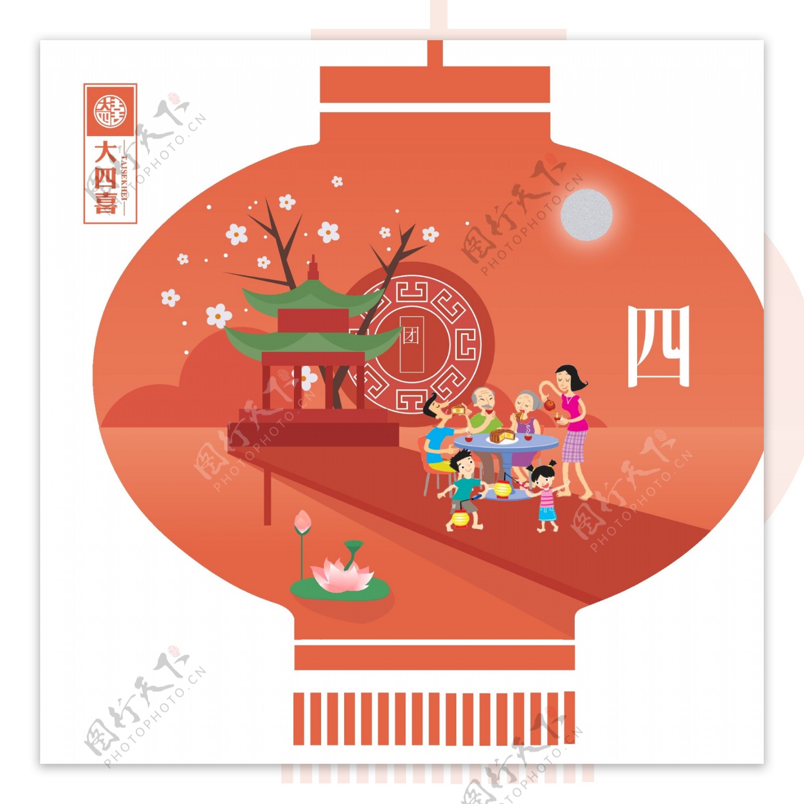 中国风月饼中秋内盒设计