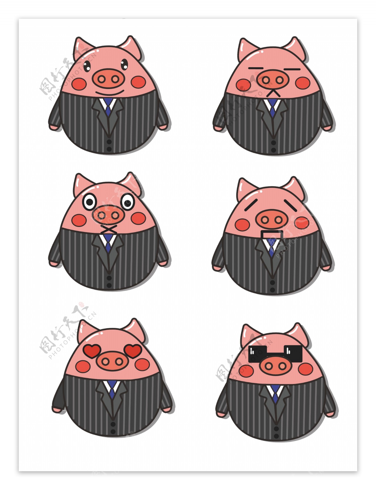 办公猪表情包可商用元素