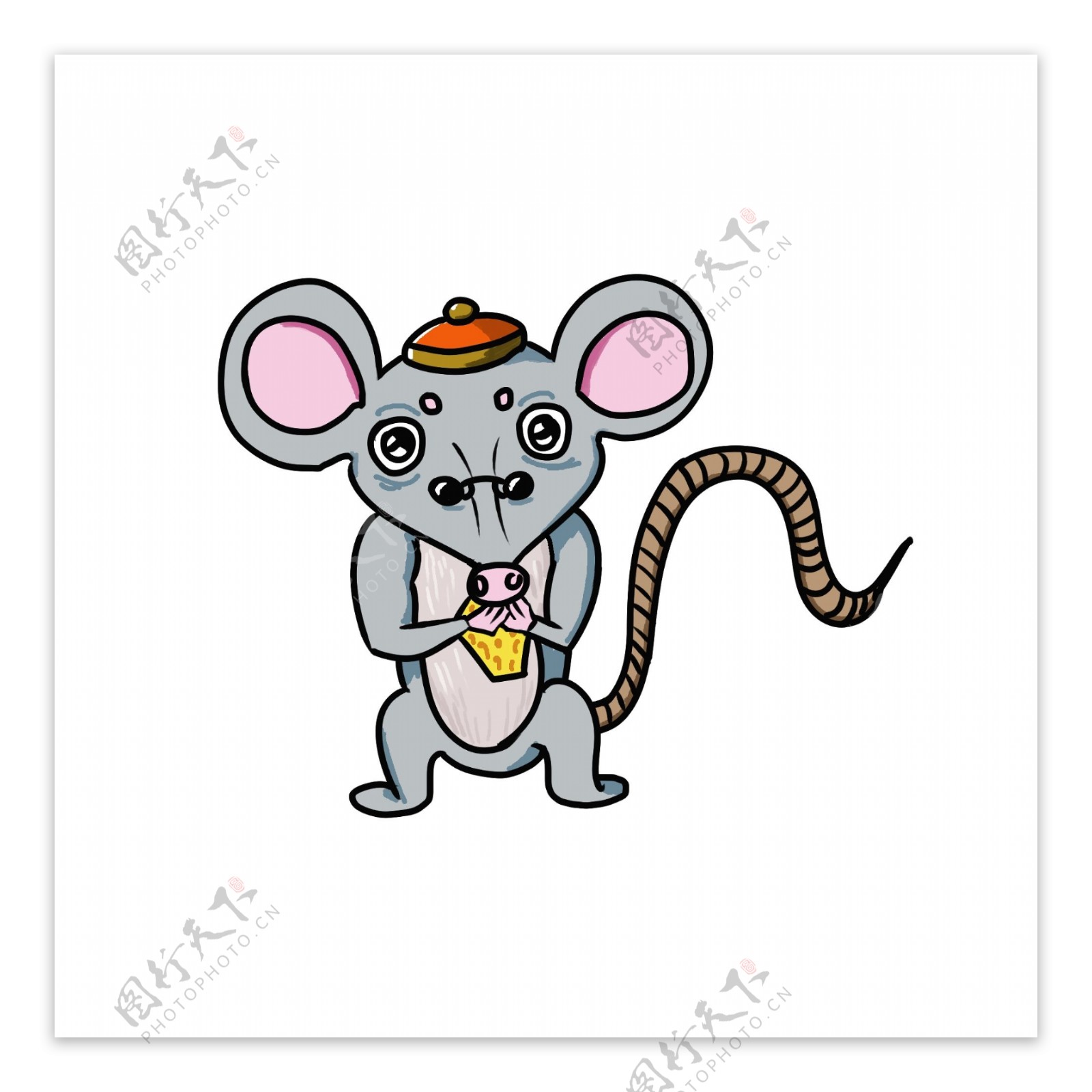 手绘灰色老鼠插画可商用元素