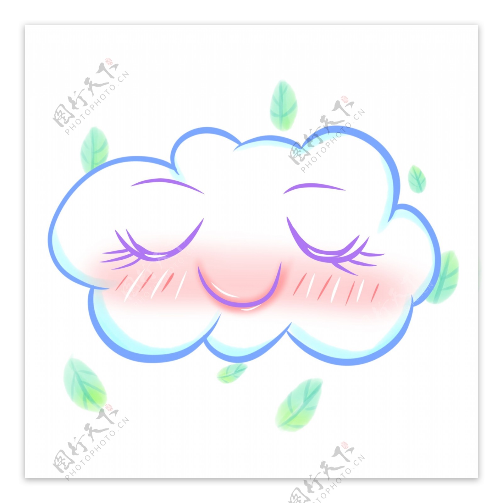 商用手账卡通云朵手绘表情白云装饰设计元素