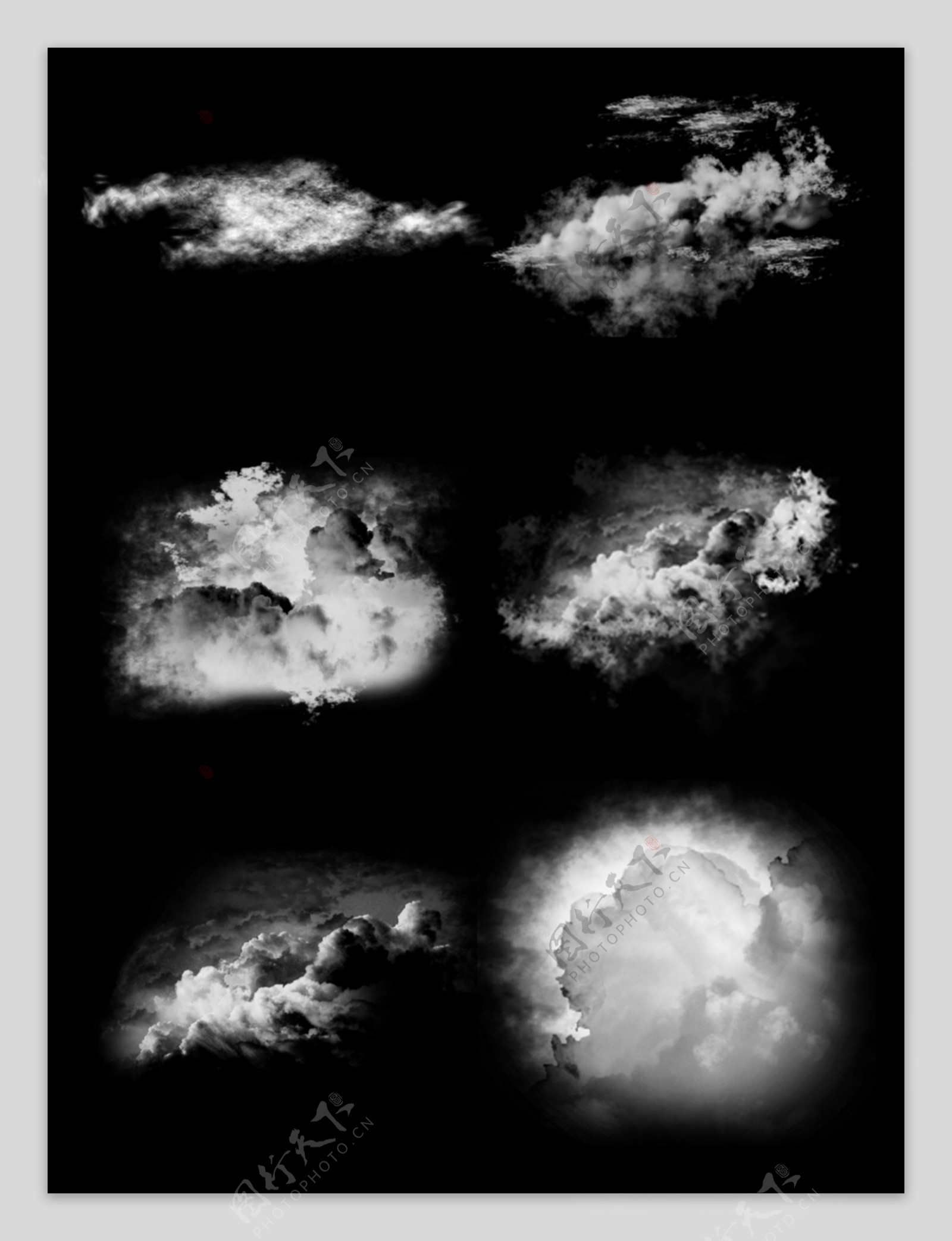 白色实质感云云彩装饰图案素材背景套图