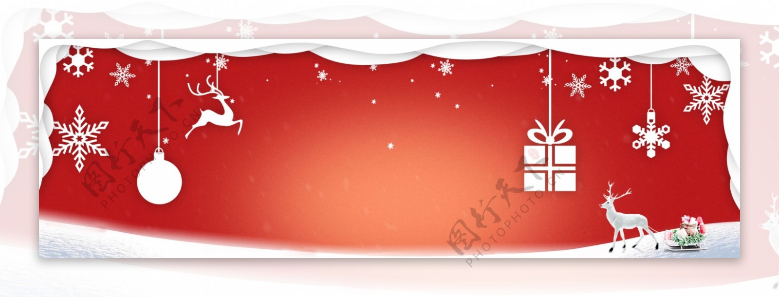 红色圣诞老人圣诞树卡通banner背景