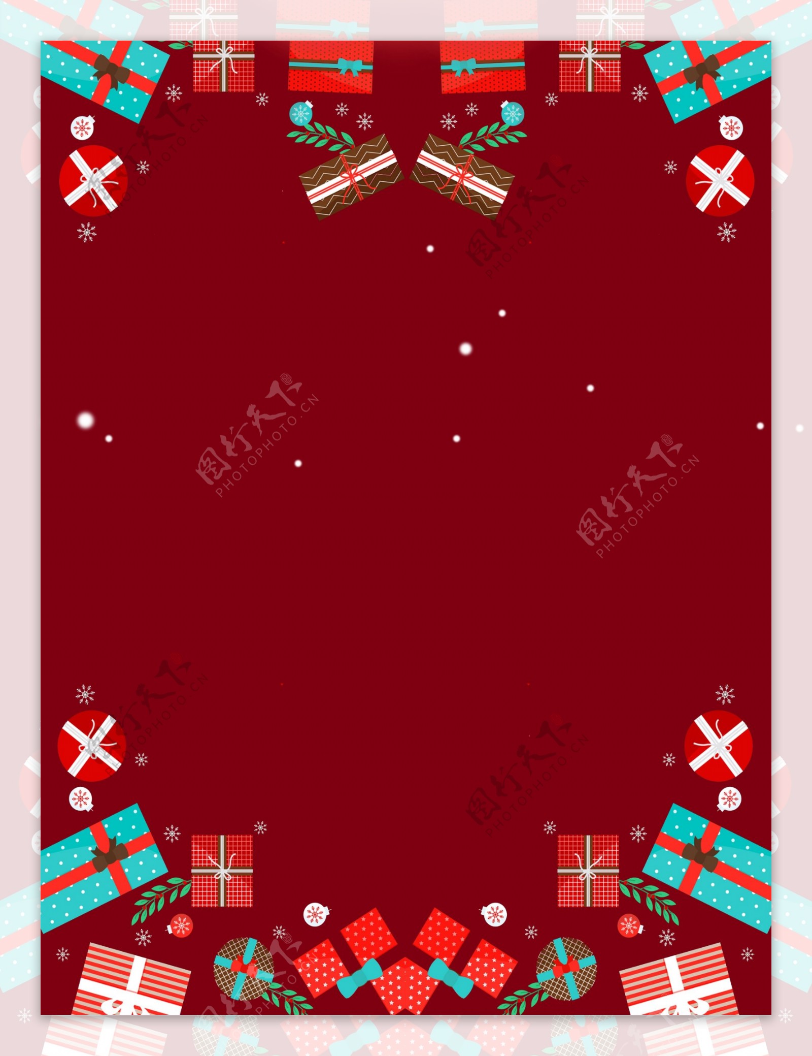 红色圣诞冬天卡通展板背景