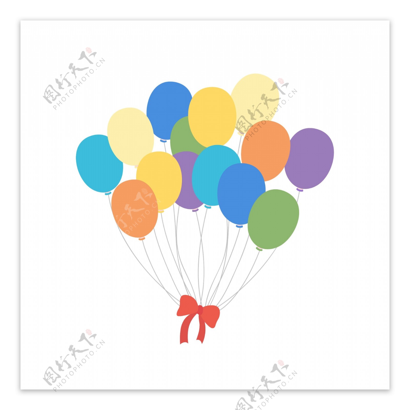 可爱卡通彩气球蝴蝶结矢量海报漂浮元素