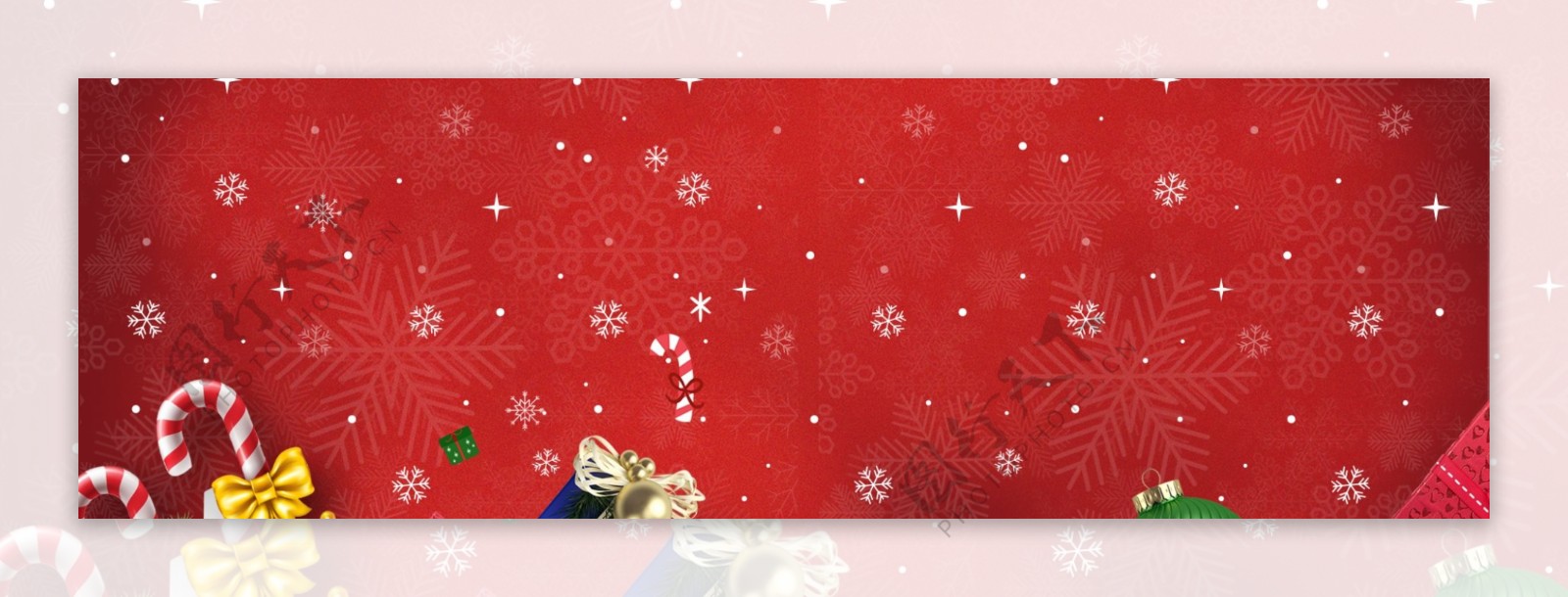 雪花雪地圣诞节促销卡通banner背景