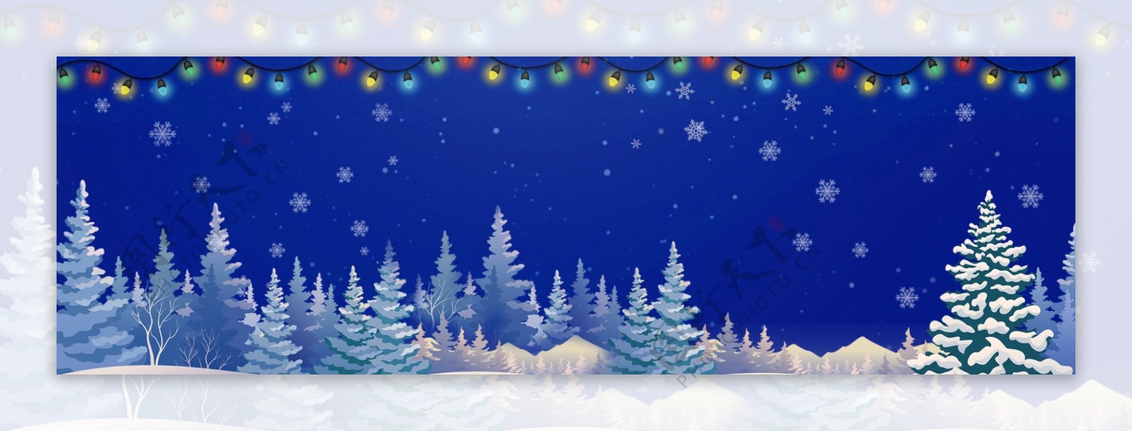 浪漫雪花圣诞树圣诞老人banner背景