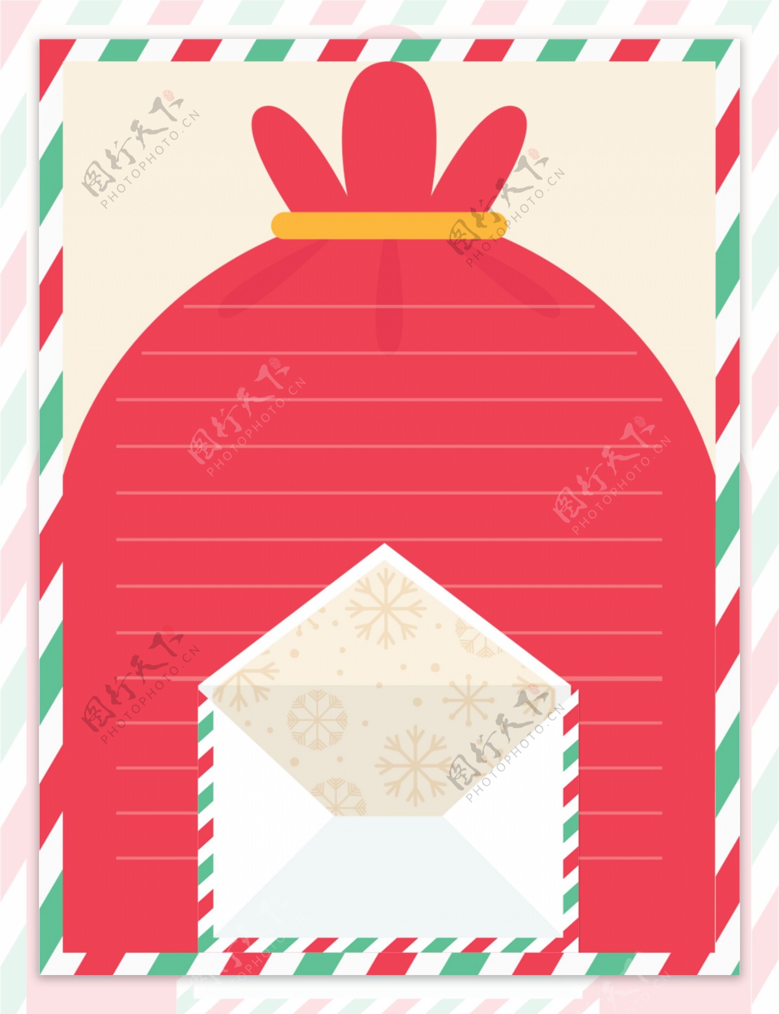 红色圣诞节信封背景
