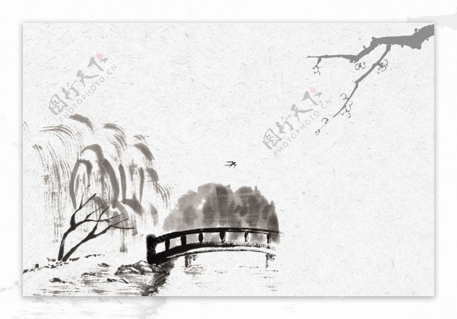古典风小桥流水背景图