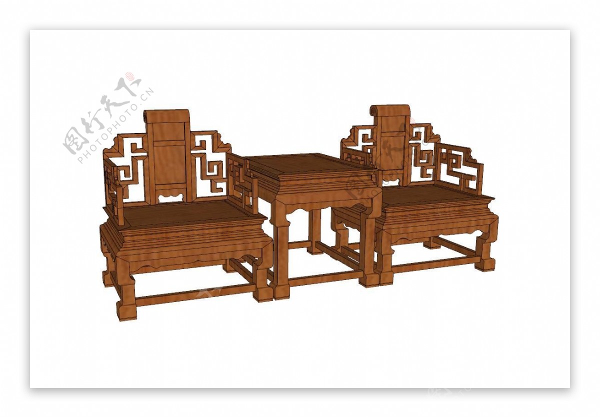 中式椅子草图模型