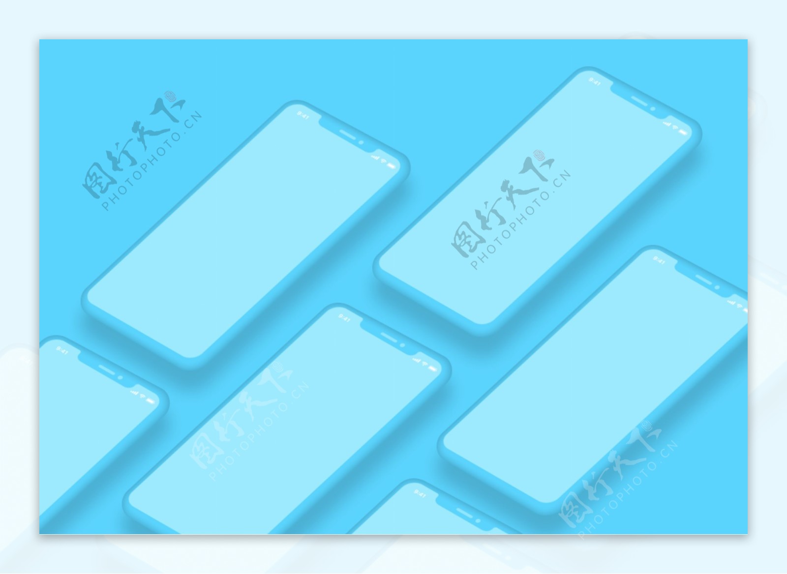 蓝色iphonexsmax手机样机模板
