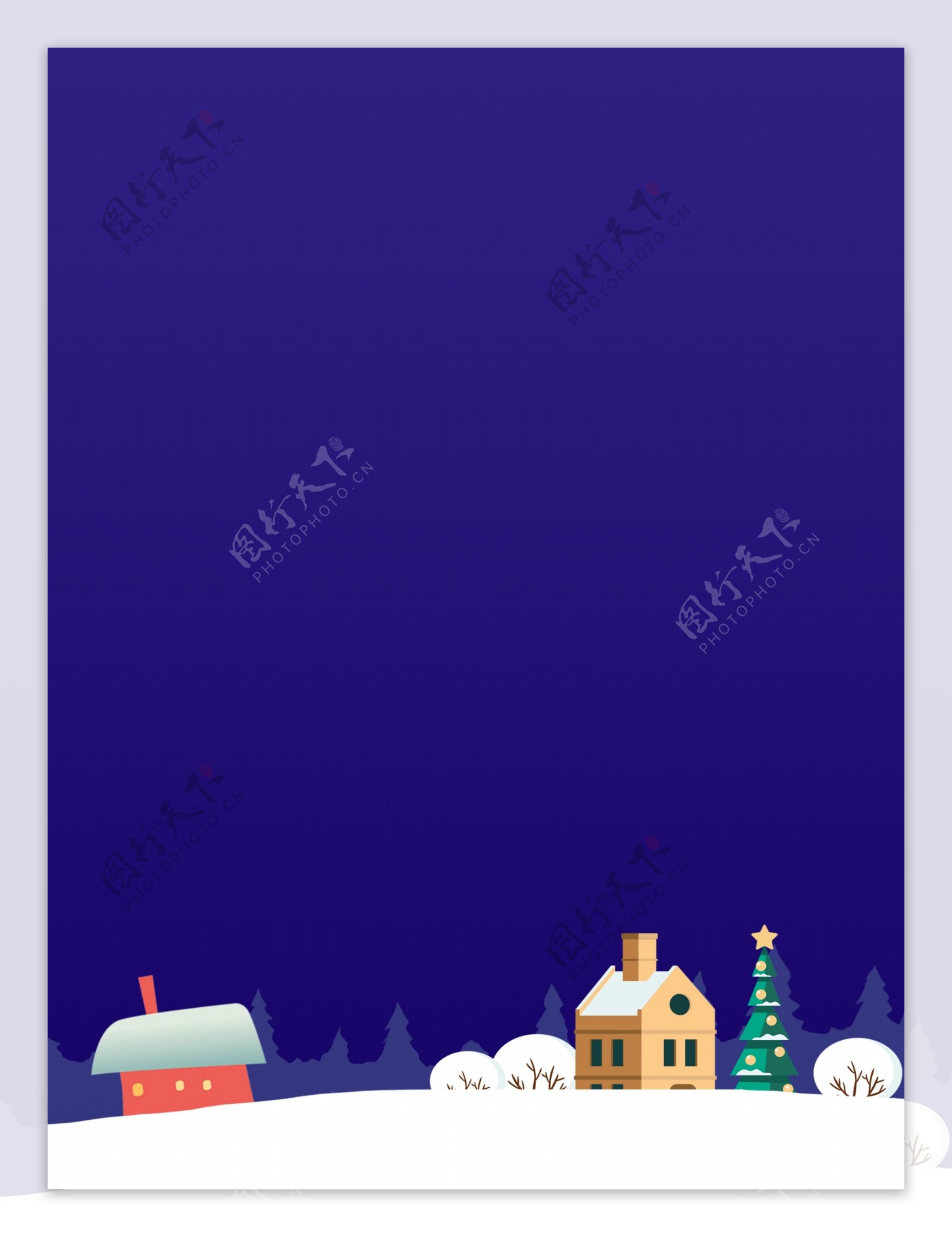手绘圣诞平安夜紫色背景素材