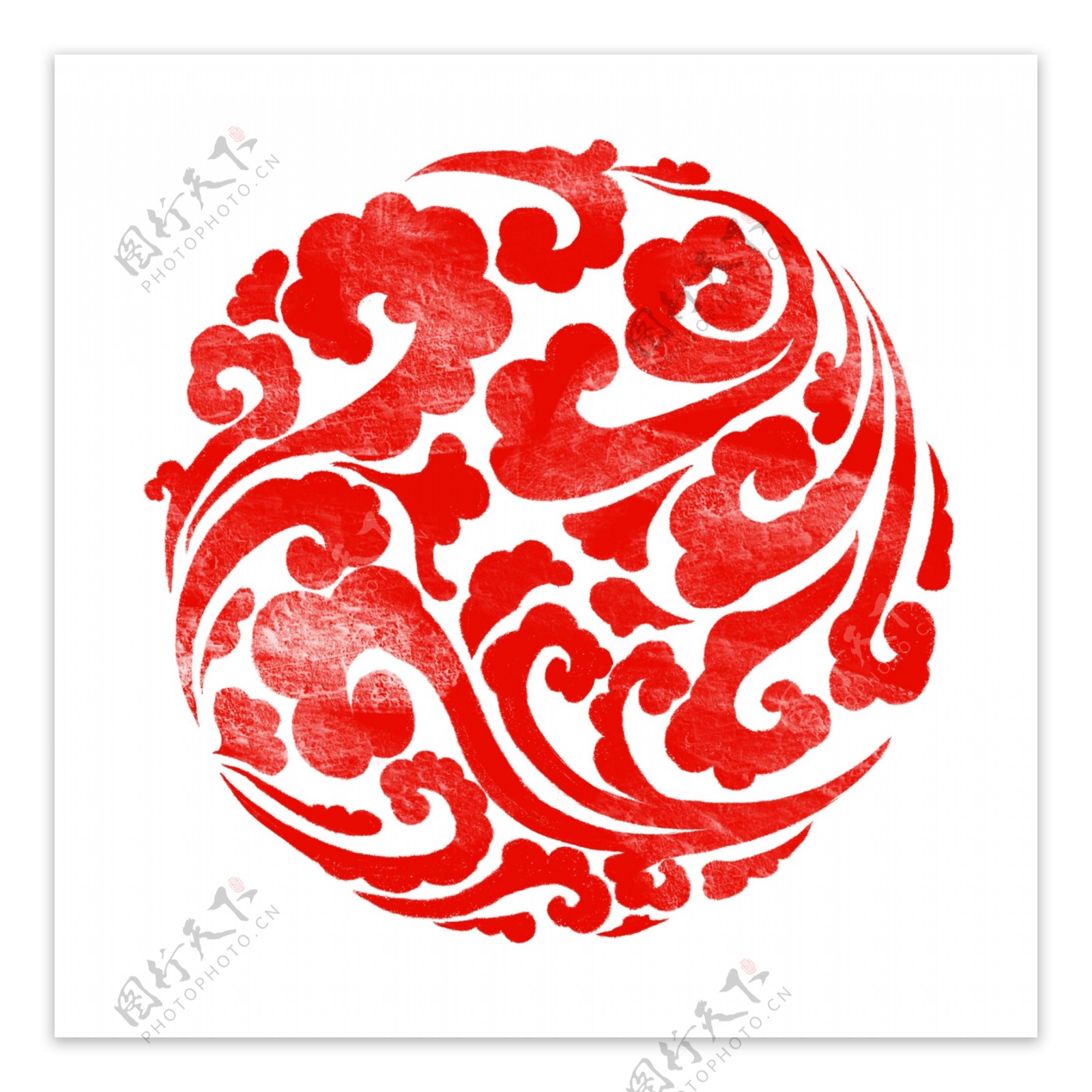 中国风圆形祥云红色云纹可商用素材复古文理